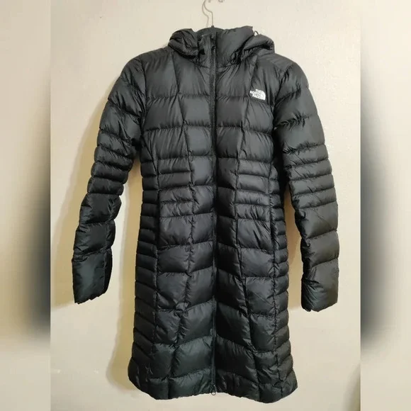 The North Face Long Black Puffer Coat Hooded Winter Parka Quilted Insulated Sm - Picture 2 of 10
